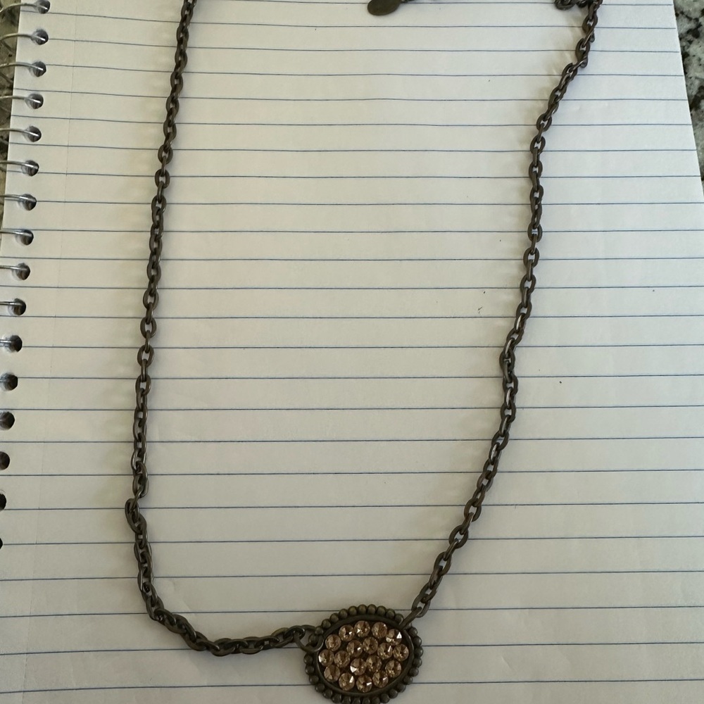 Pink Panache necklace/choker with light brown crystals